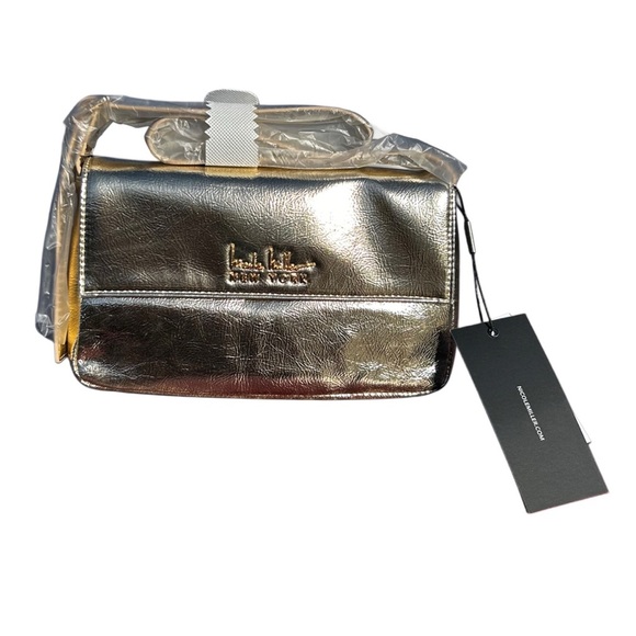 Nicole Miller Gold Crossbody Bag with Luxurious Shine - Picture 1 of 7